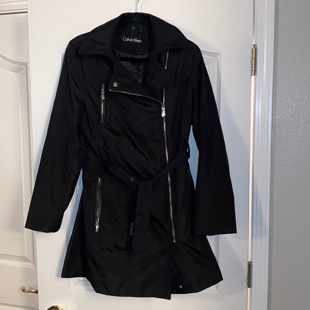 Calvin Klein raincoat- size large, black